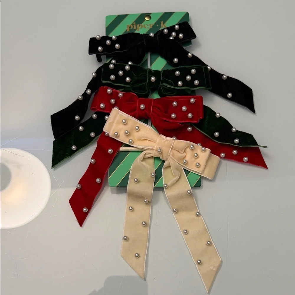 NWT Piper K Christmas Hair Bow Hair Ties